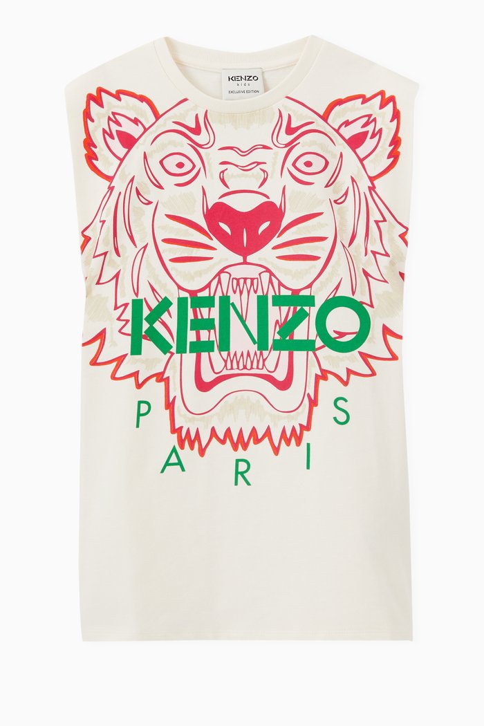 

Tiger Print Dress in Cotton, Neutral