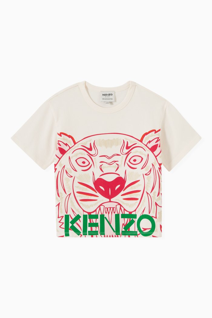 

Tiger Print T-Shirt in Cotton, Neutral
