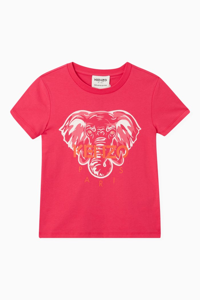 

Logo Elephant Print T-shirt in Cotton, Pink