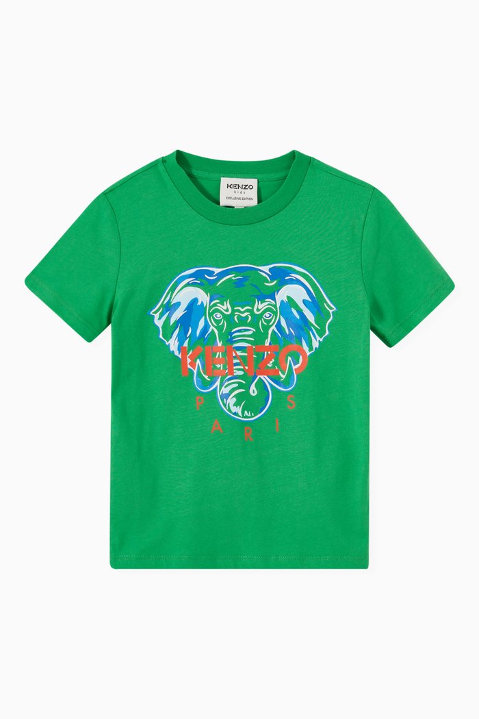 

Elephant Print T-Shirt in Jersey, Green