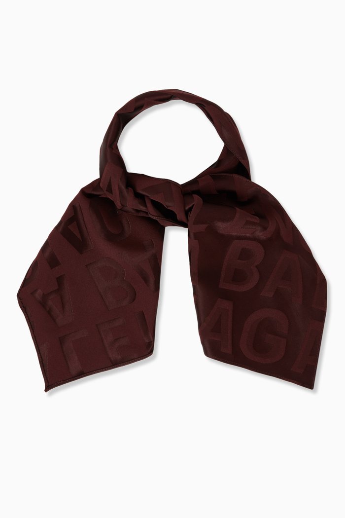 

Skinny Scarf in Logo Jacquard, Burgundy