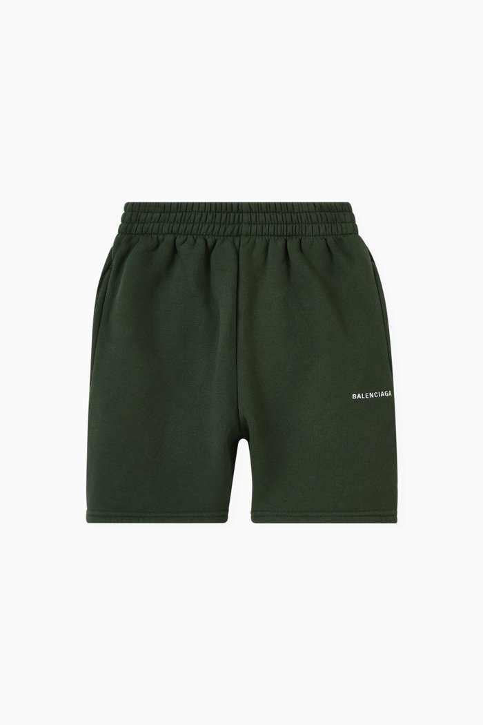 

Logo Jogging Shorts in Cotton Fleece, Green