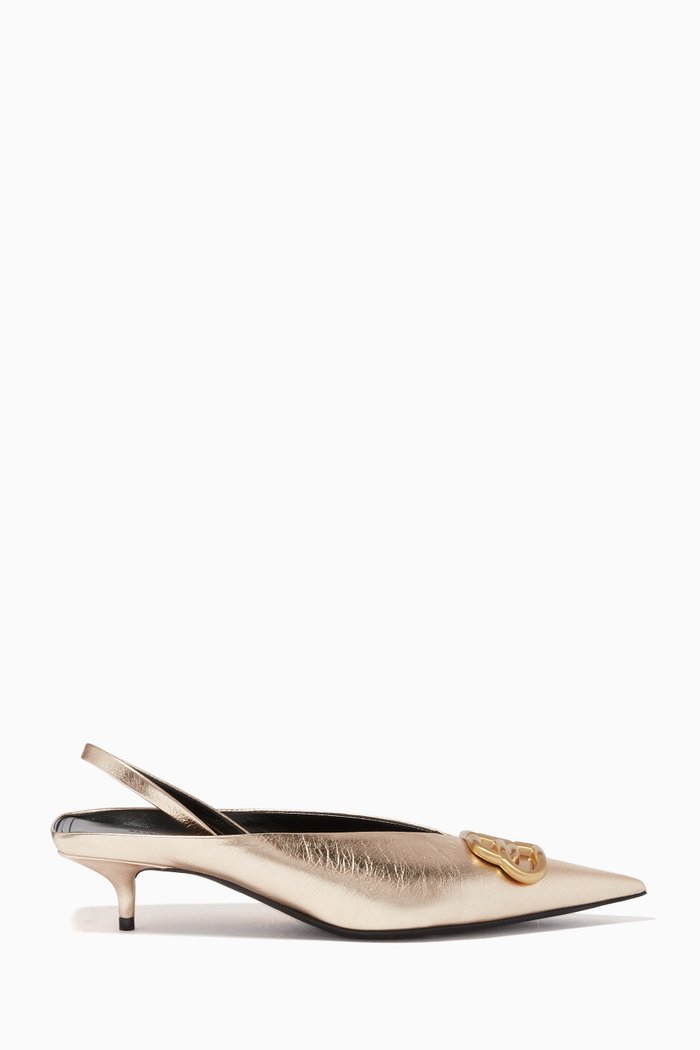 

BB 40 Slingback Knife Pumps in Metallic Leather, Gold