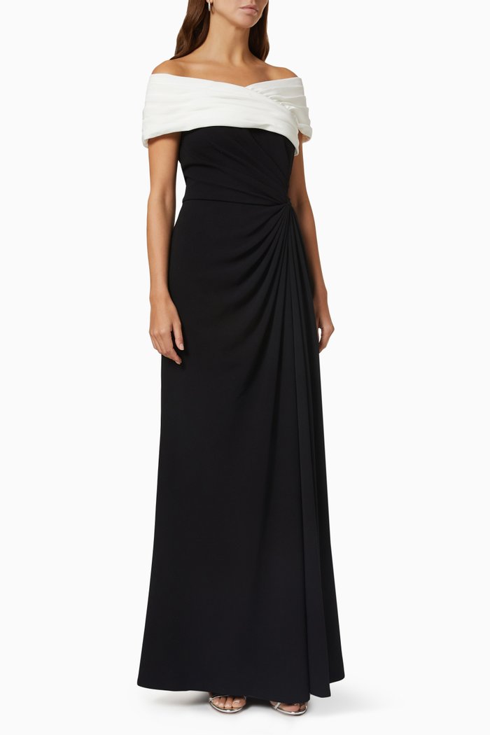 

Marion Draped Gown in Crepe, White