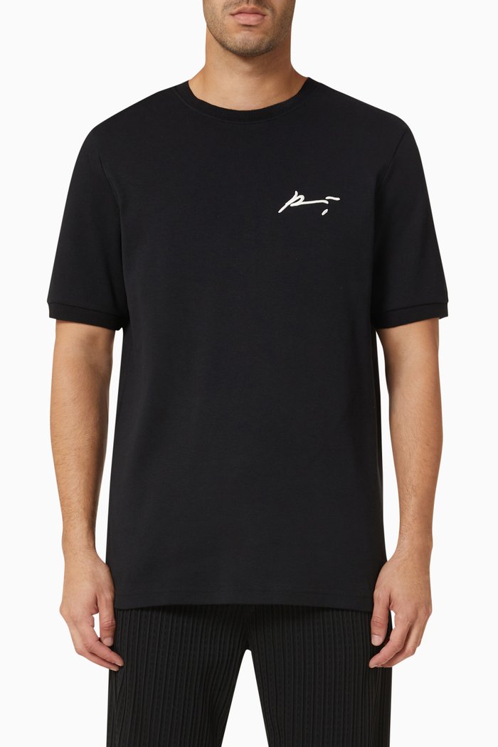 

Signature Core Embroidered T-shirt in Cotton Jersey, Black