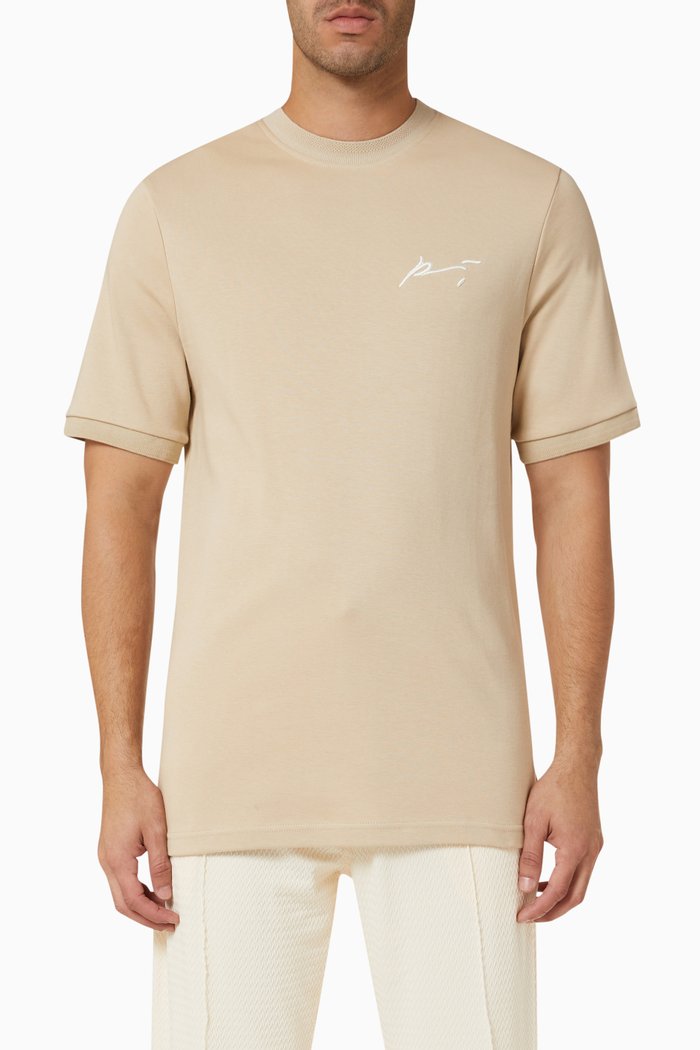 

Signature Core Embroidered T-shirt in Cotton Jersey, Neutral