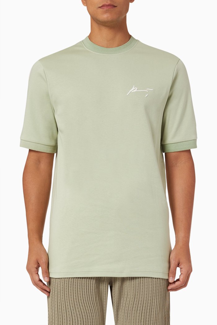 

Signature Core Embroidered T-shirt in Cotton Jersey, Green