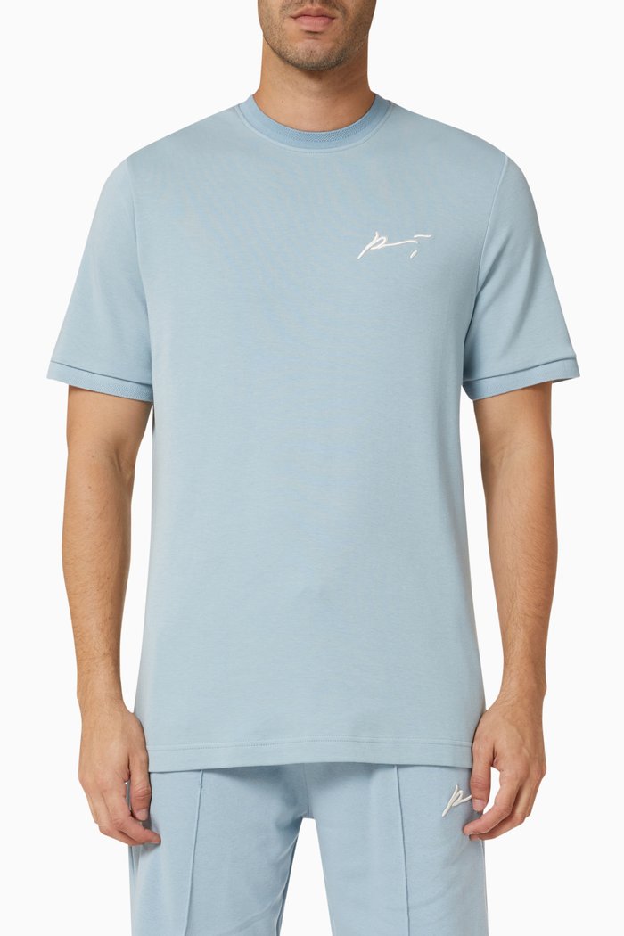 

Signature Core Embroidered T-shirt in Cotton Jersey, Blue