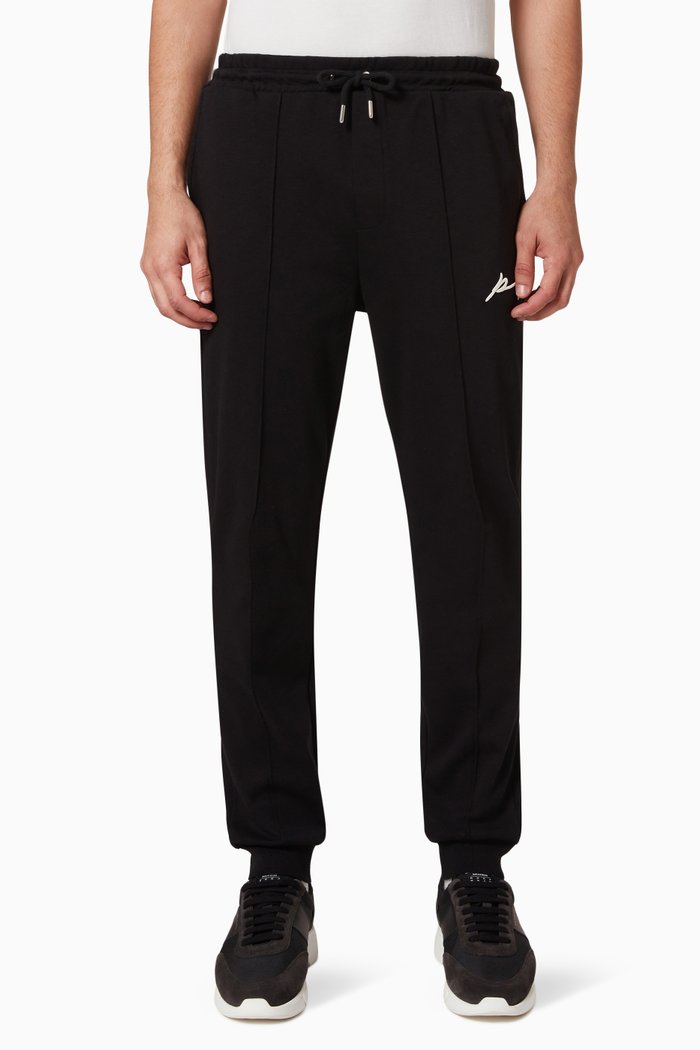 

Signature Core Embroidered Joggers in Fleece, Black