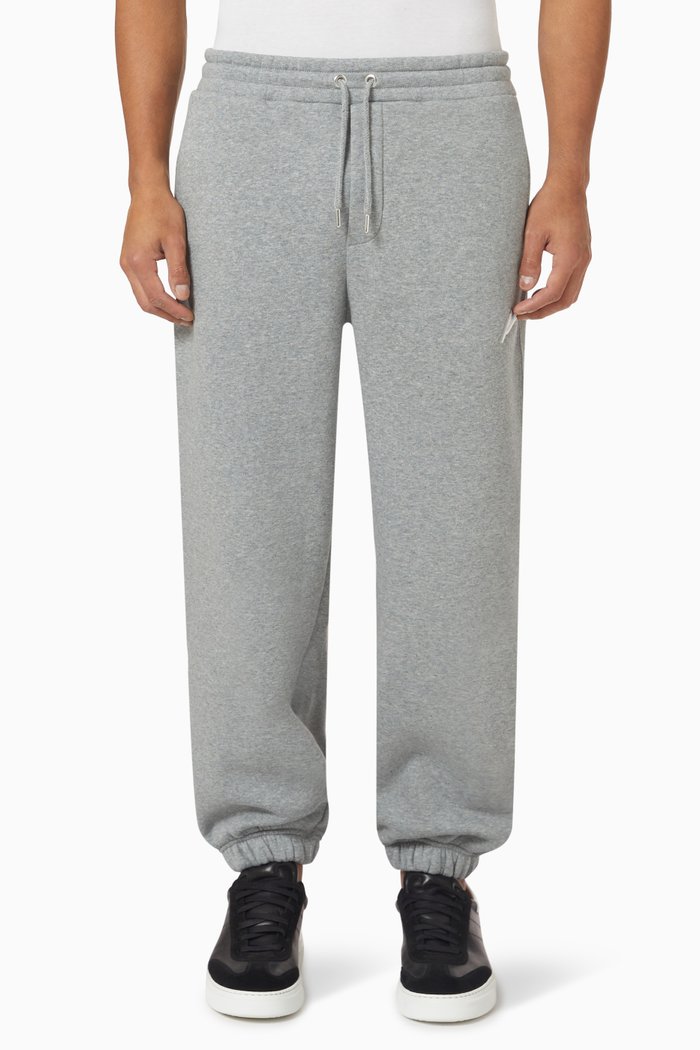 

Tri-logo Embroidery Joggers in Brush Back Jersey, Grey