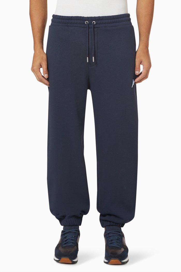 

Tri-logo Embroidery Joggers in Brush Back Jersey, Blue