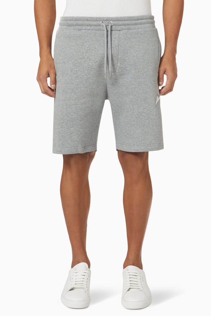 

Tri-logo Embroidery Shorts in Brush Back Jersey, Grey