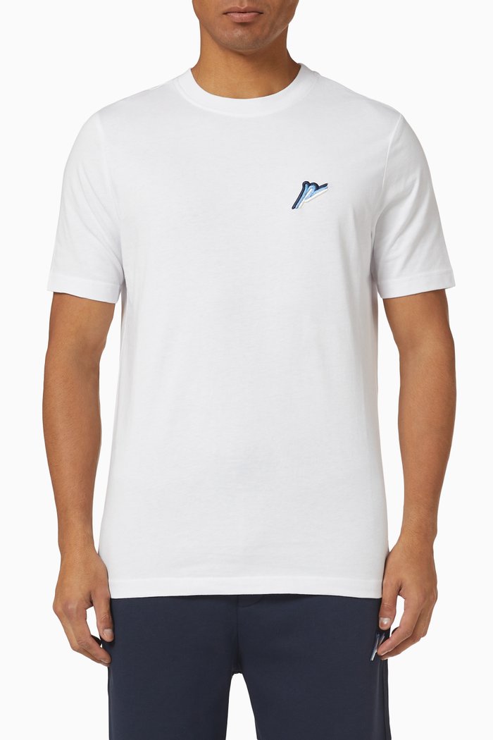 

Tri-logo Embroidery T-shirt in Cotton Jersey, White