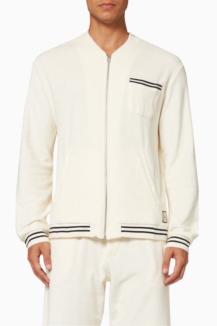 

Taylor Bomber Jacket in Cotton Terry, White