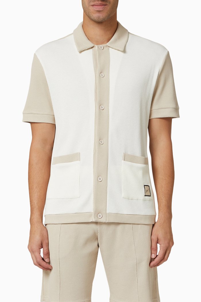 Dean Polo Shirt in Waffle Jersey, Neutral