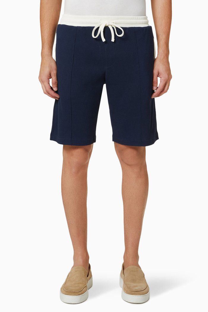

Dean Contrast Shorts in Waffle Jersey, Blue