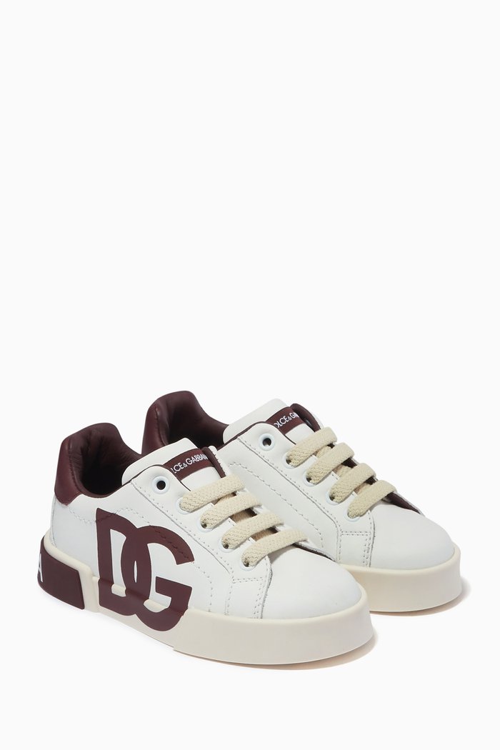 

DG Logo Print Portofino Light Sneakers in Leather, Red
