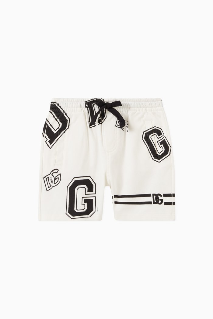 Logo Athletic Shorts in Cotton, White