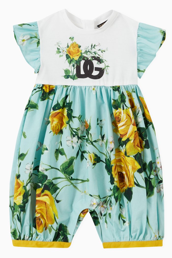 

Floral Romper in Cotton, Blue