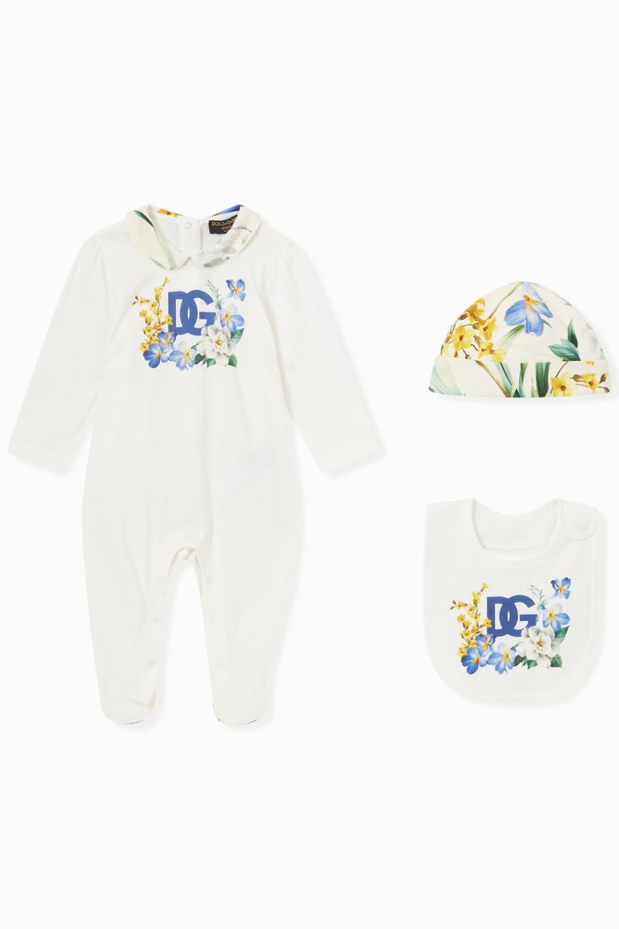 

Floral Logo Onesie in Cotton, Yellow
