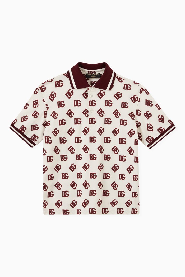 Logo Polo T-shirt in Cotton, Red