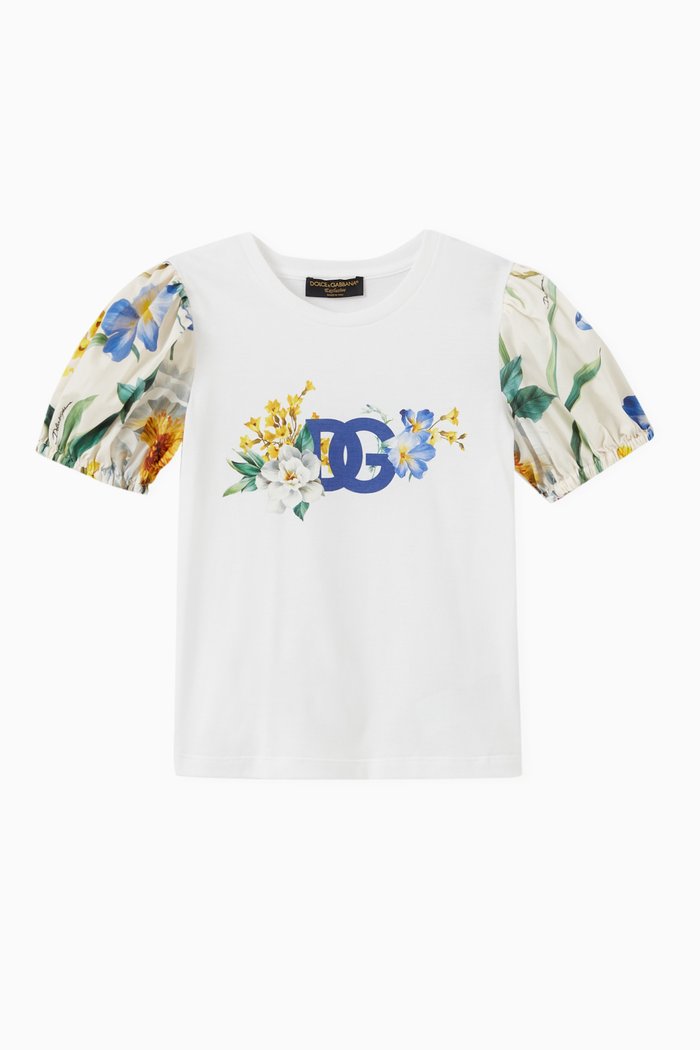 

Floral Logo T-shirt in Cotton, Yellow