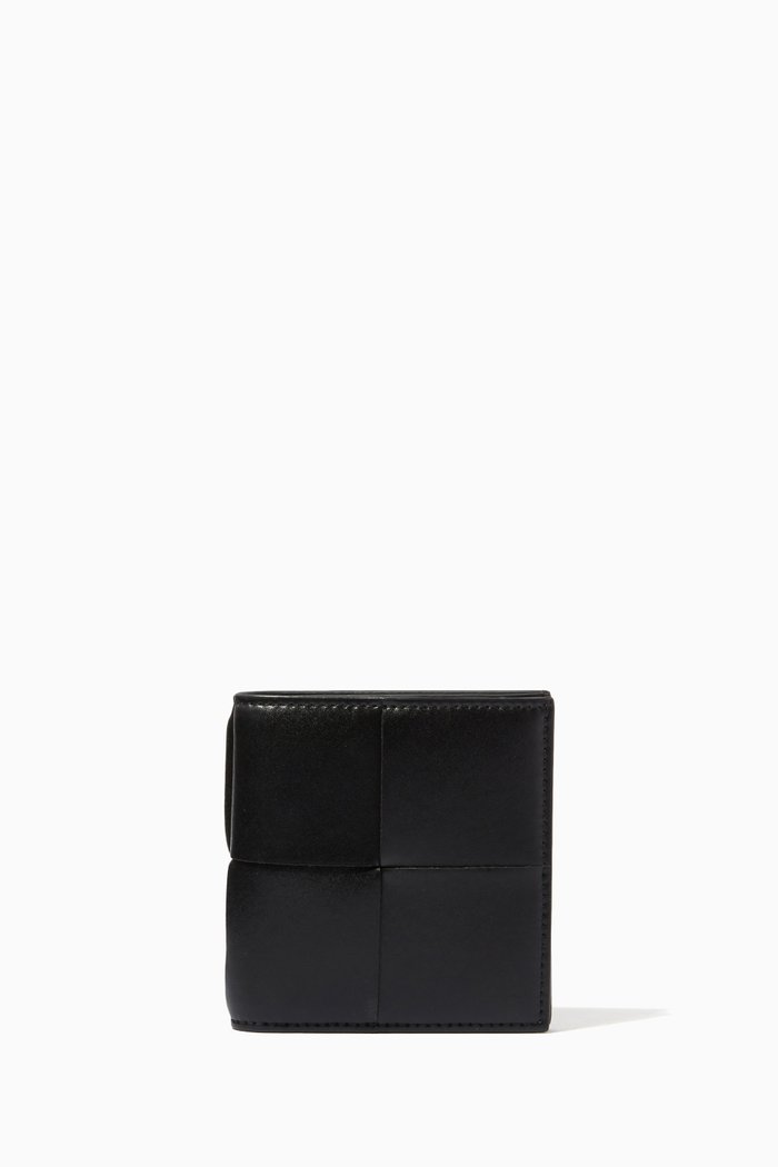 

Bi-fold Wallet in Intrecciato Urban Leather, Black