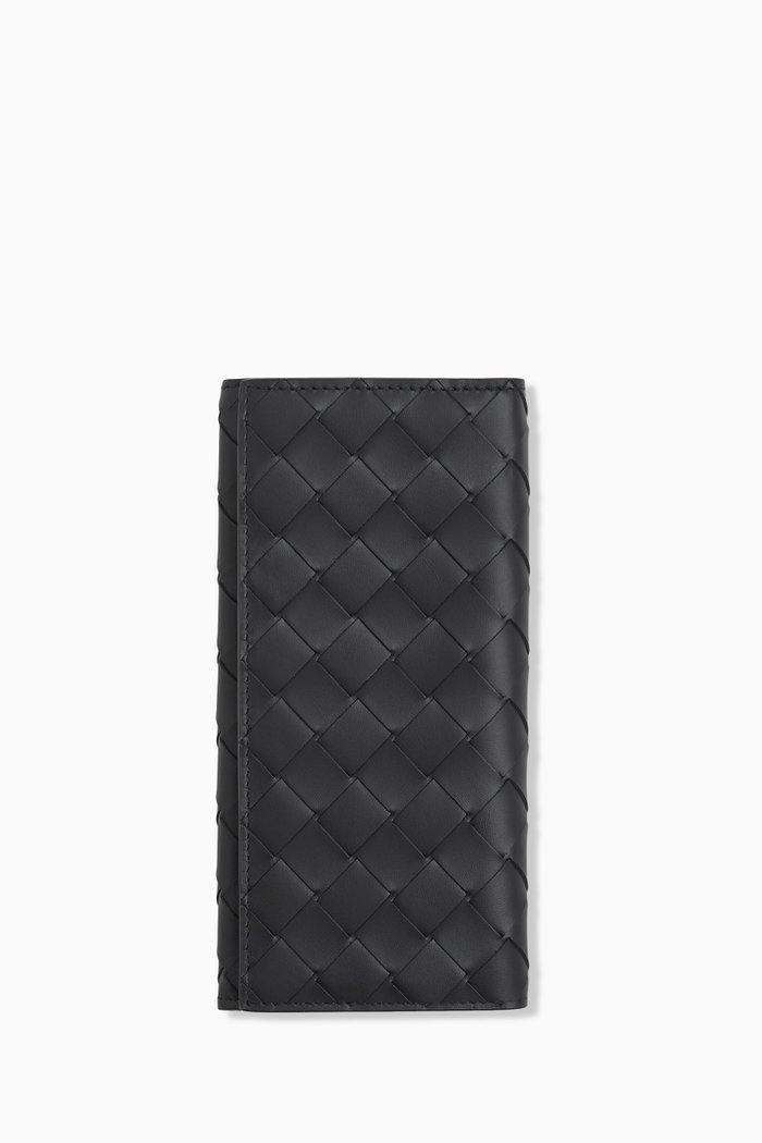 

Continental Wallet in Intrecciato Calfskin, Black
