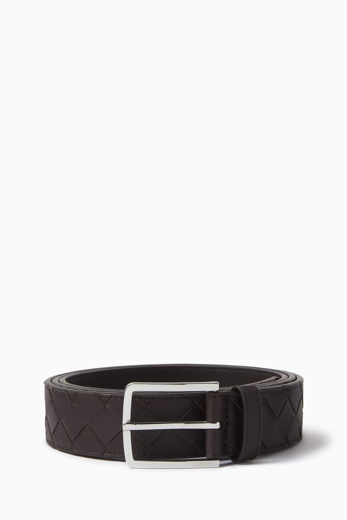 

Intrecciato Belt in Leather, Black