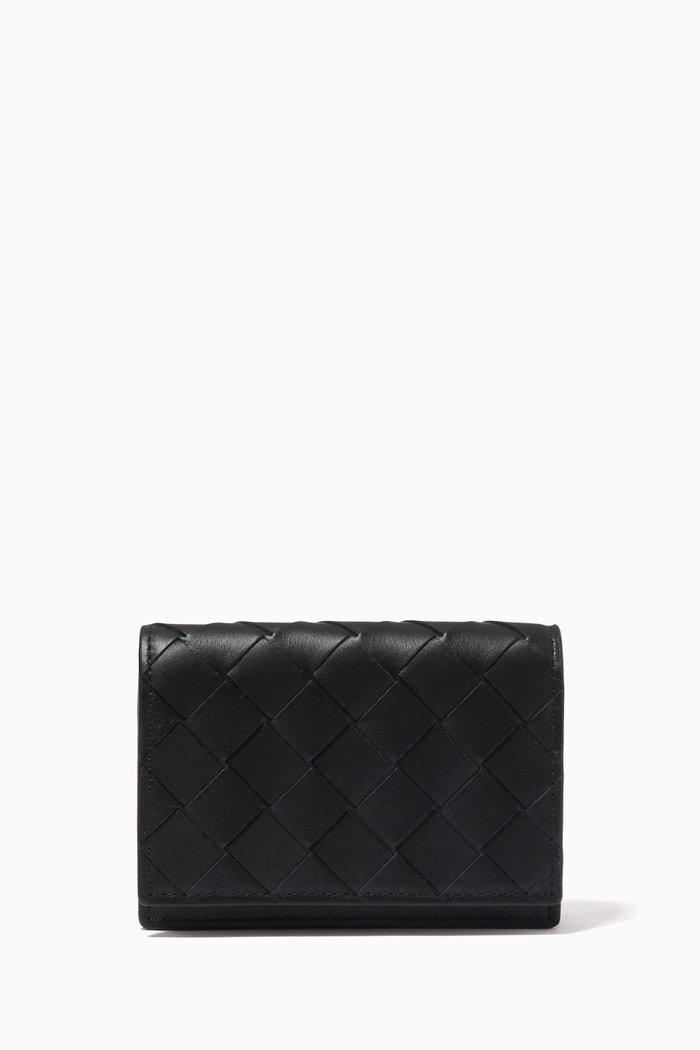 

Card Case in Intrecciato Calfskin, Black
