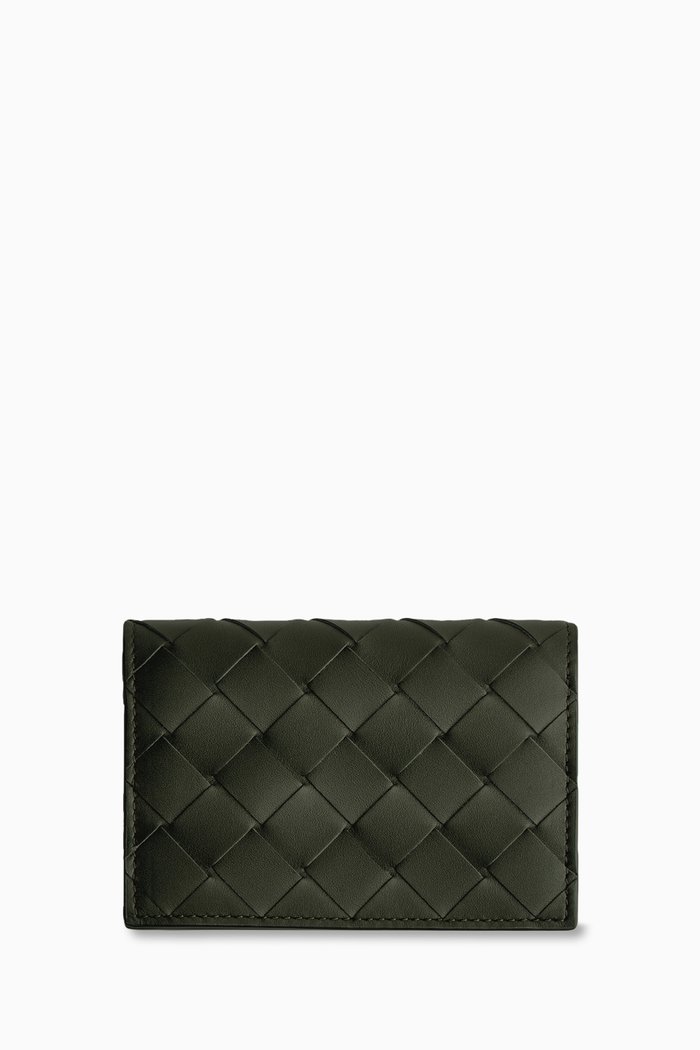 

Card Case in Intrecciato Calfskin, Green
