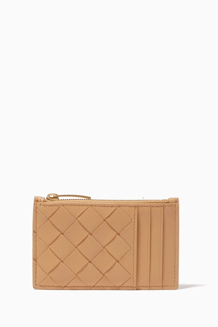 

Zipped Card Case in Intrecciato Nappa, Neutral