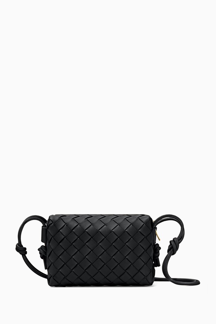 

Mini Loop Crossbody Bag in Intrecciato Nappa, Black