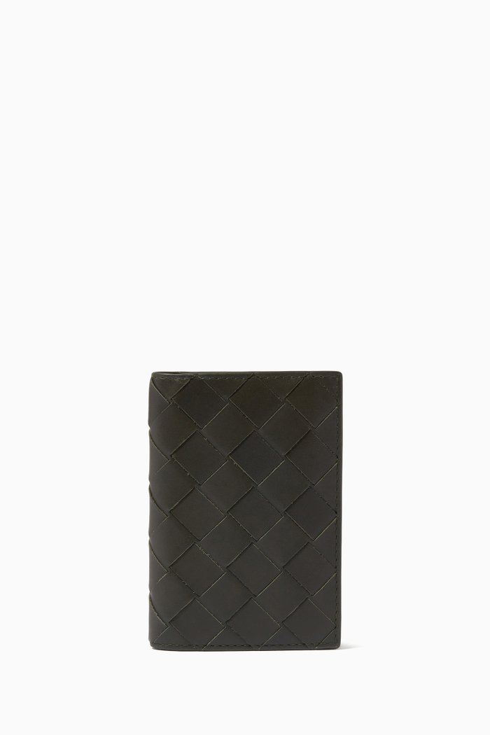 

Bi-fold Card Case in Intrecciato Calfskin, Brown