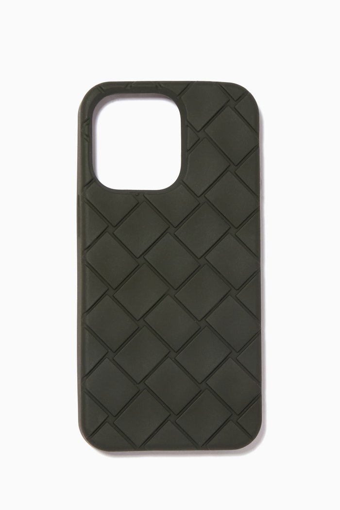 

iPhone 13 Pro Case in Intrecciato Rubber Silicon, Brown