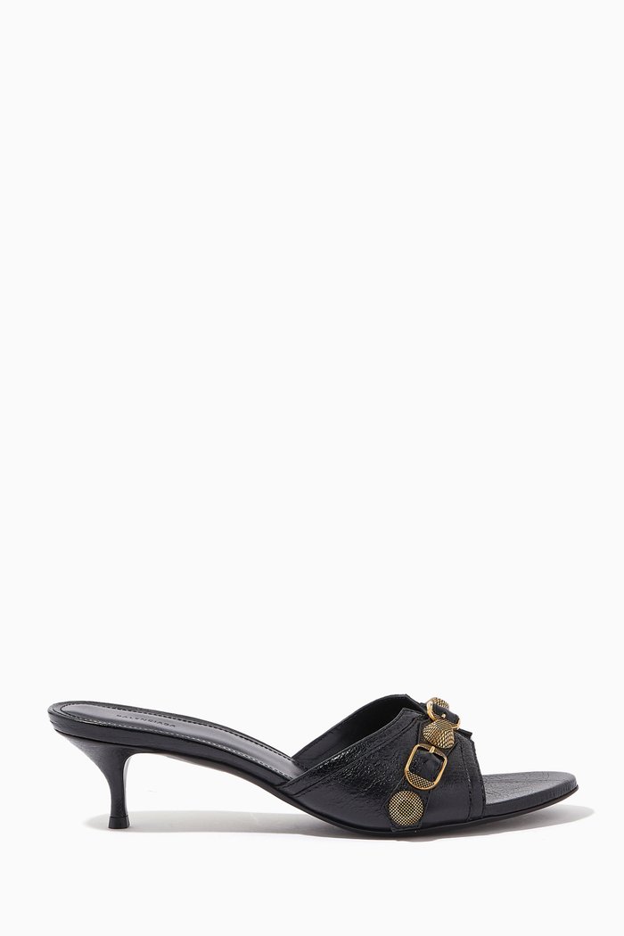 Cagole 50 Sandals in Arena Lambskin, Black
