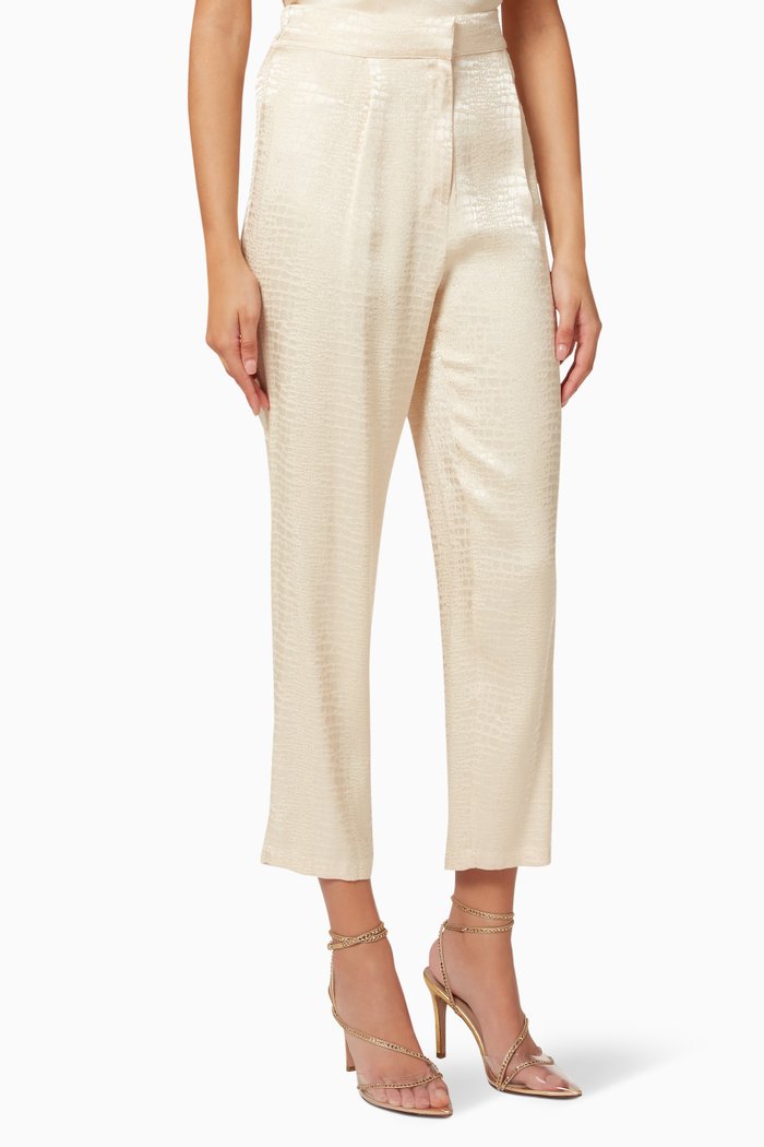 

Trousers in Snake-print Satin, Neutral