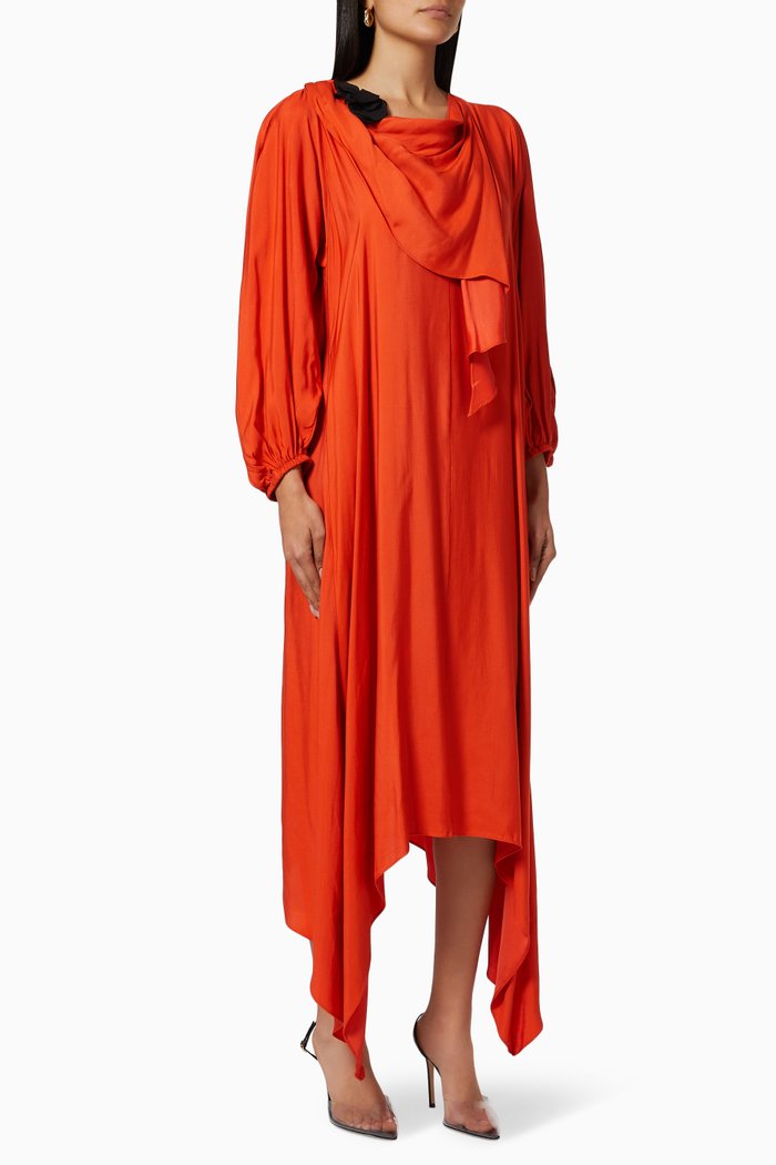 Draped Dress, Orange