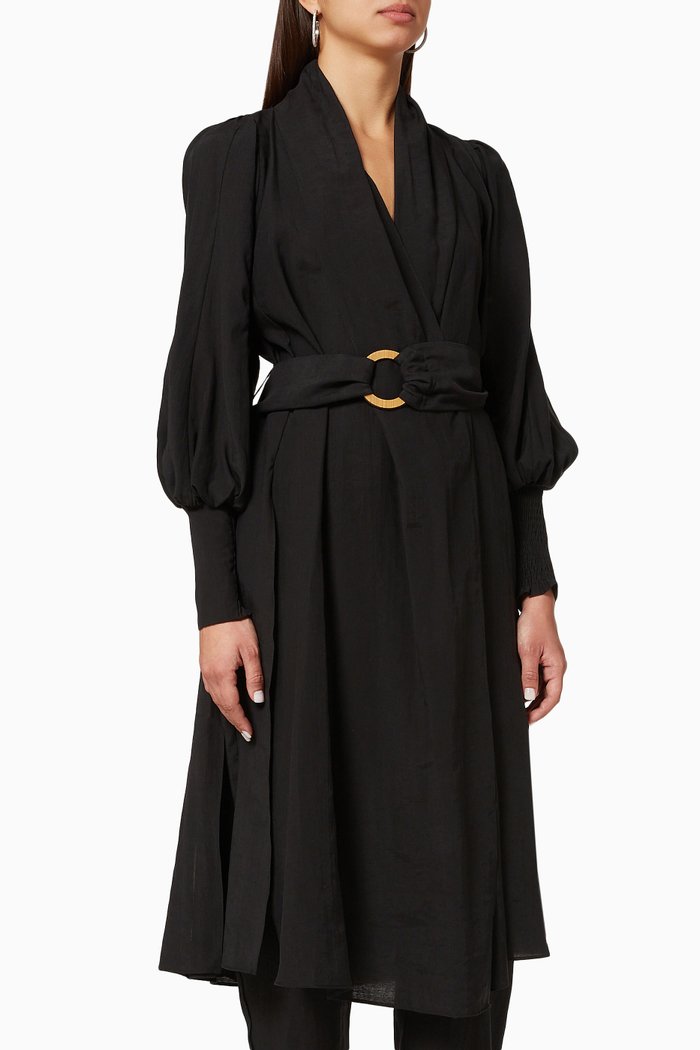 Longline Belted Tunic, Black