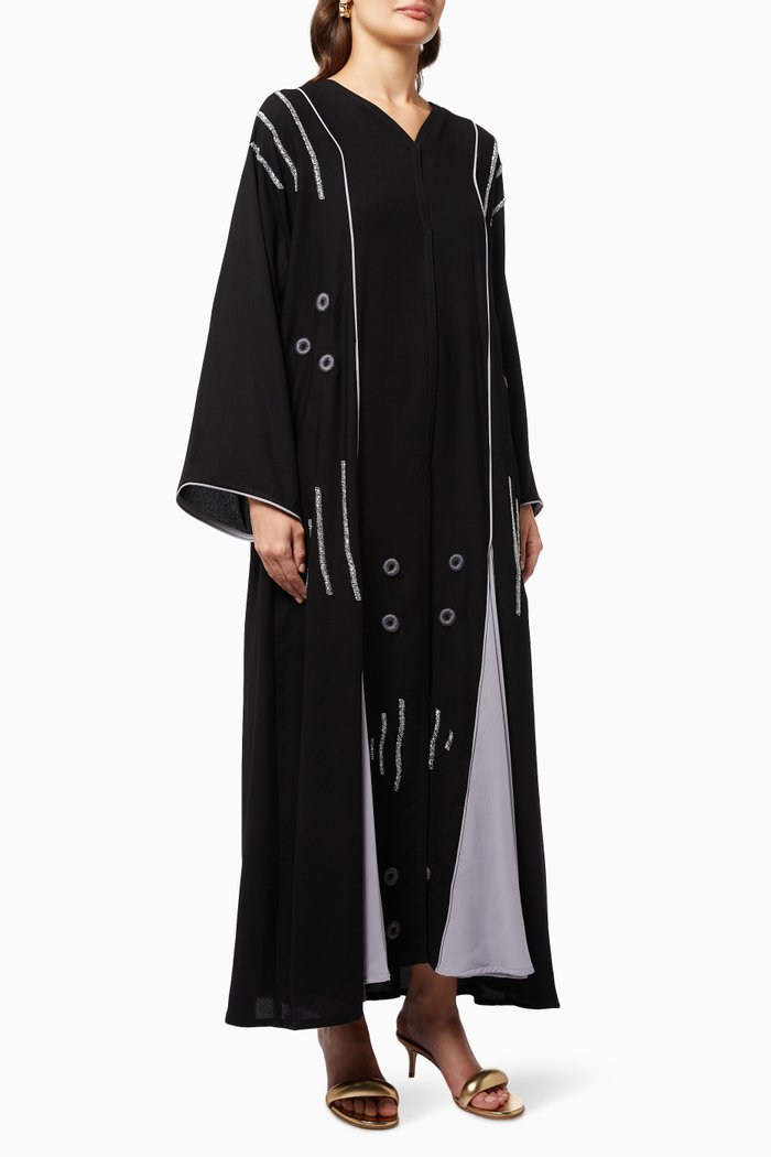 

Contrasting Trim Abaya, Black