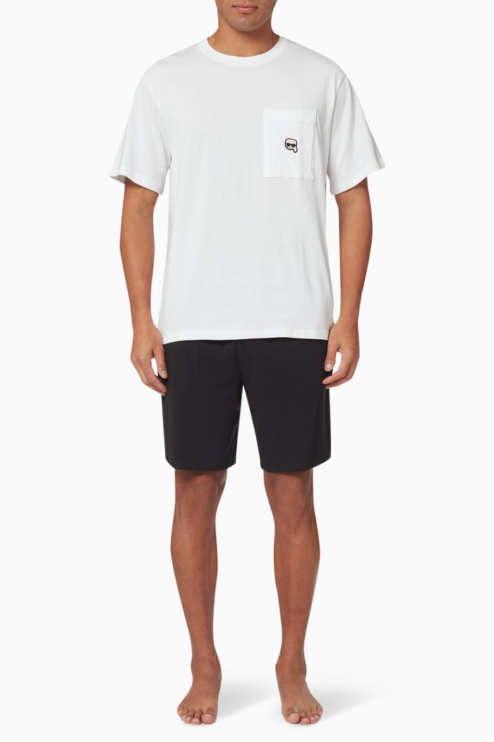 

Ikonik Pyjama Shorts Set in Stretch Organic Cotton, Black