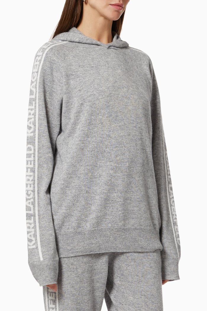 

Logo Tape Hoodie in Cashmere, Grey