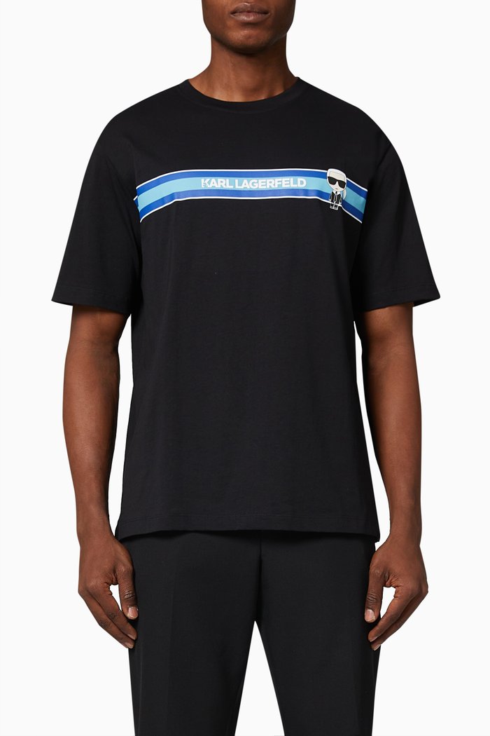 

Ikonik Logo Stripe T-Shirt in Organic Cotton, Black