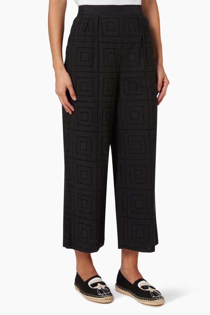 

Broderie Anglaise Culottes in Organic Cotton, Black