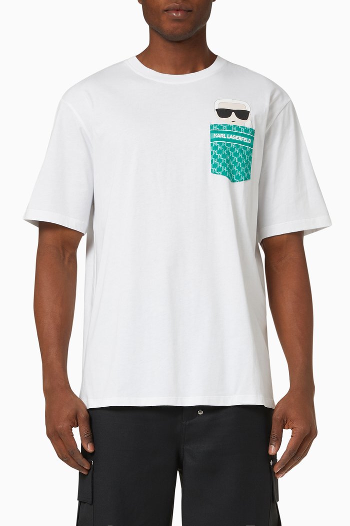 Ikonik Logo Monogram T-Shirt in Organic Cotton, White