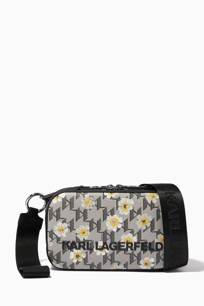 

K/Monogram Crossbody Bag in Leather, Grey