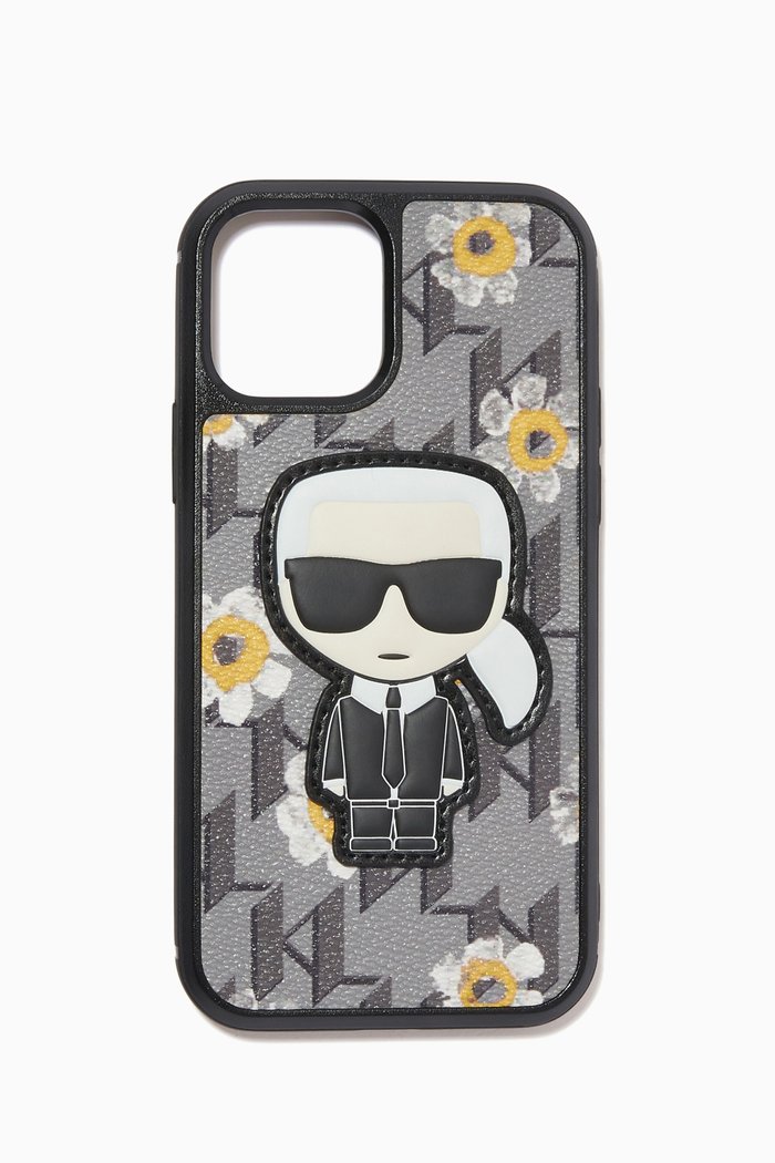 

K/Monogram Flowers iPhone 12 Pro Case in PU, Grey