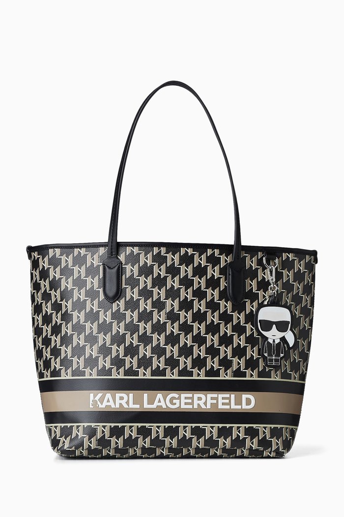 K/Ikonik Monogram Tote in Faux Leather, Black