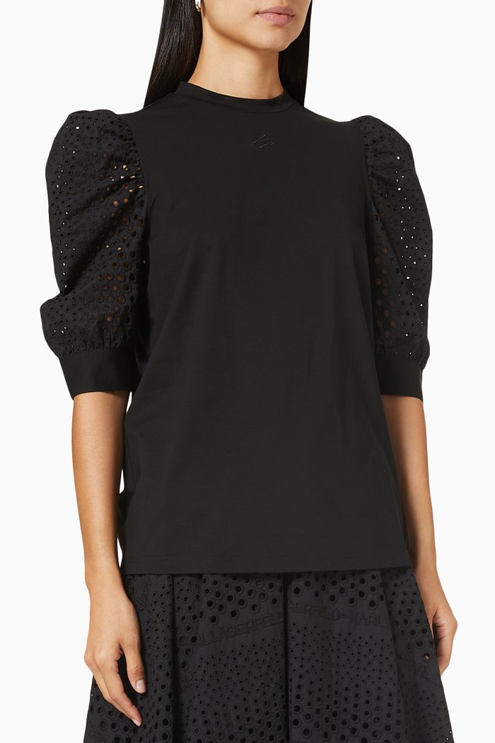 

Broderie Anglaise T-shirt, Black