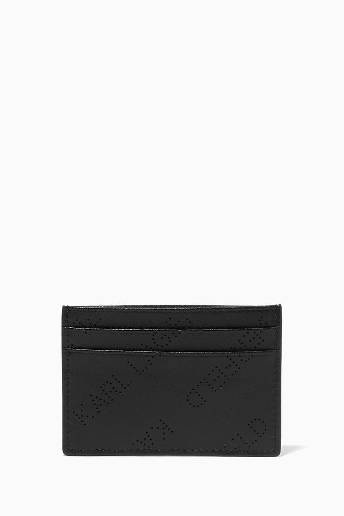 

K/Punched Card Holder in Leather, Black